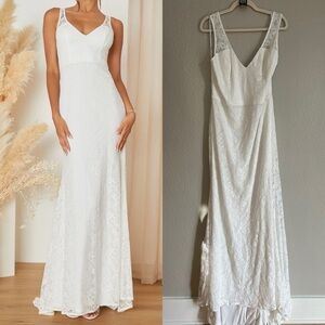 Beloved Eternity White Lace Sleeveless Backless Maxi Dress